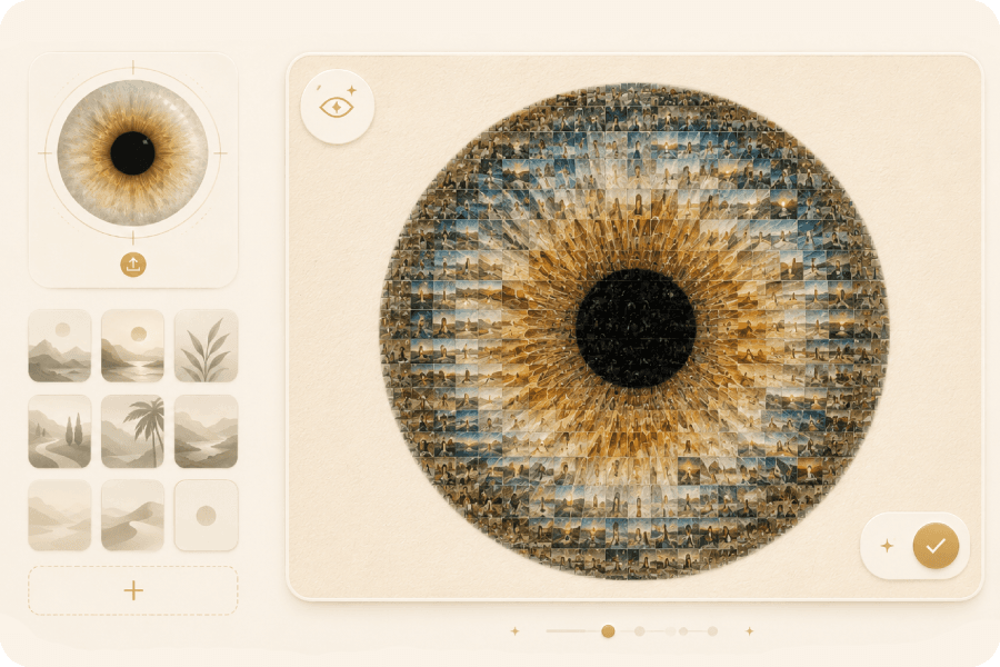 Generated iris mosaic preview ready for review.